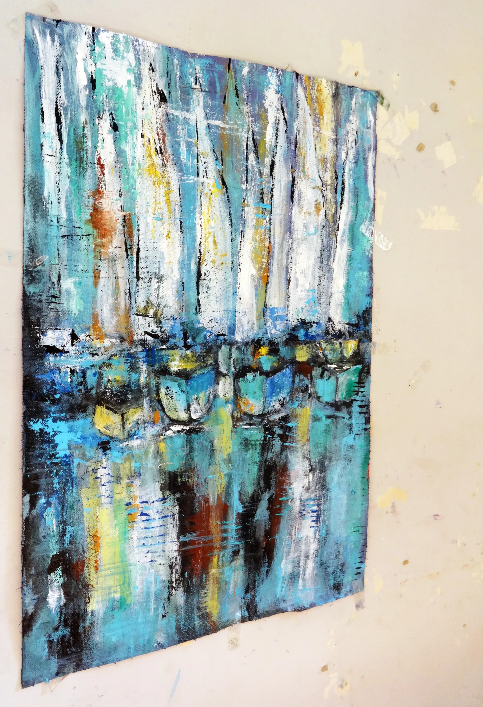 Reflections of the Harbor Abstract Acrylic Painting - View 3